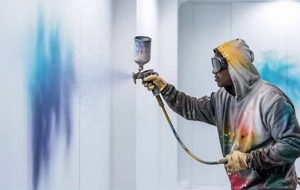 worker-holding-spray-gun-white-wall